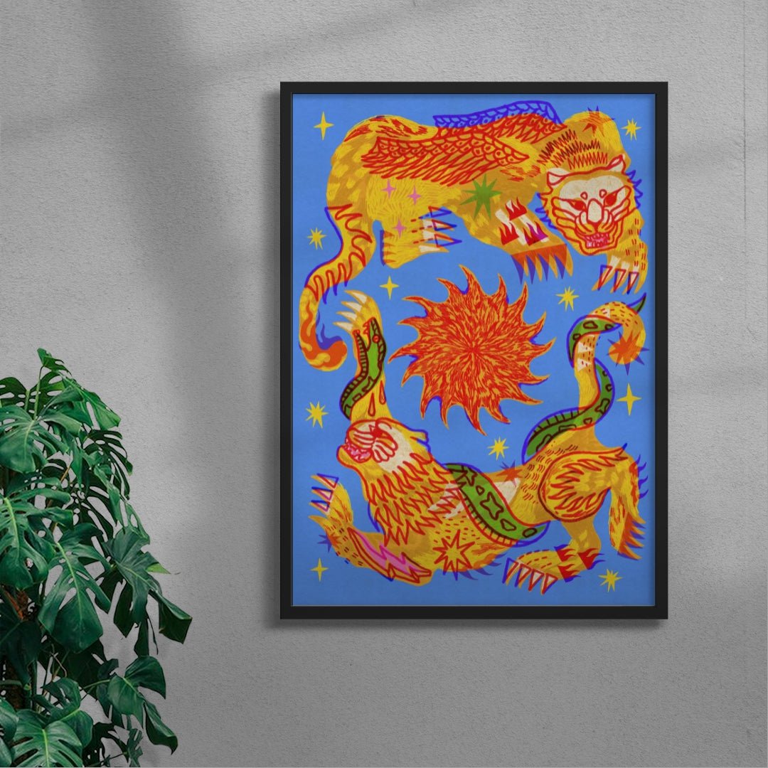Celestial Cats contemporary wall art print by Kwonny - sold by DROOL