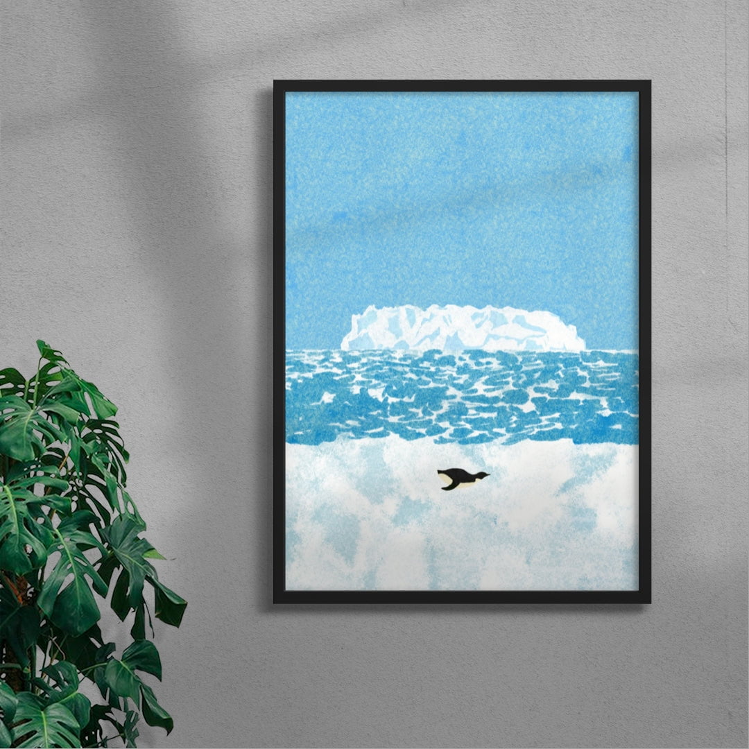 A penguin contemporary wall art print by Lily Kong - sold by DROOL