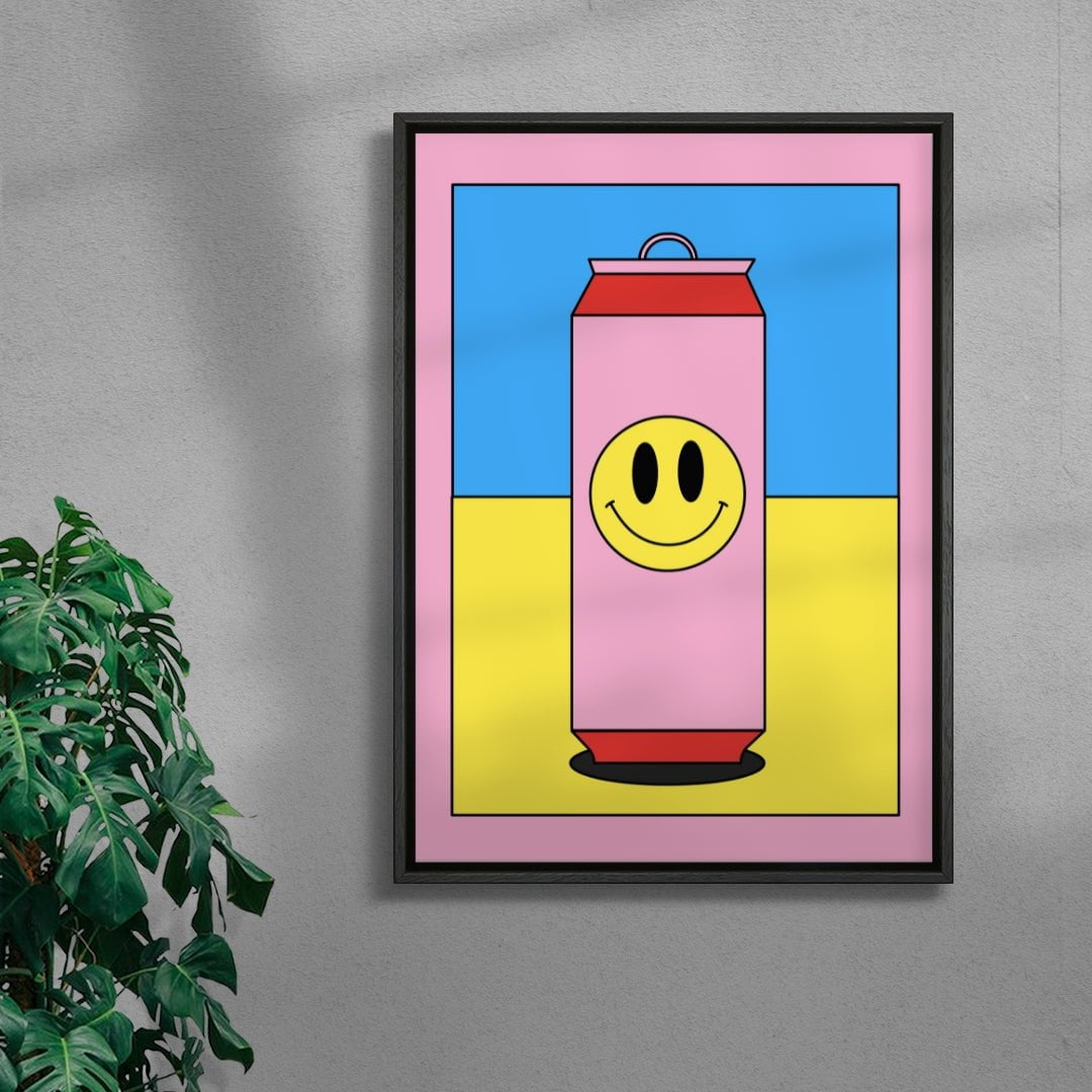 Happy can of beer contemporary wall art print by Petra - sold by DROOL