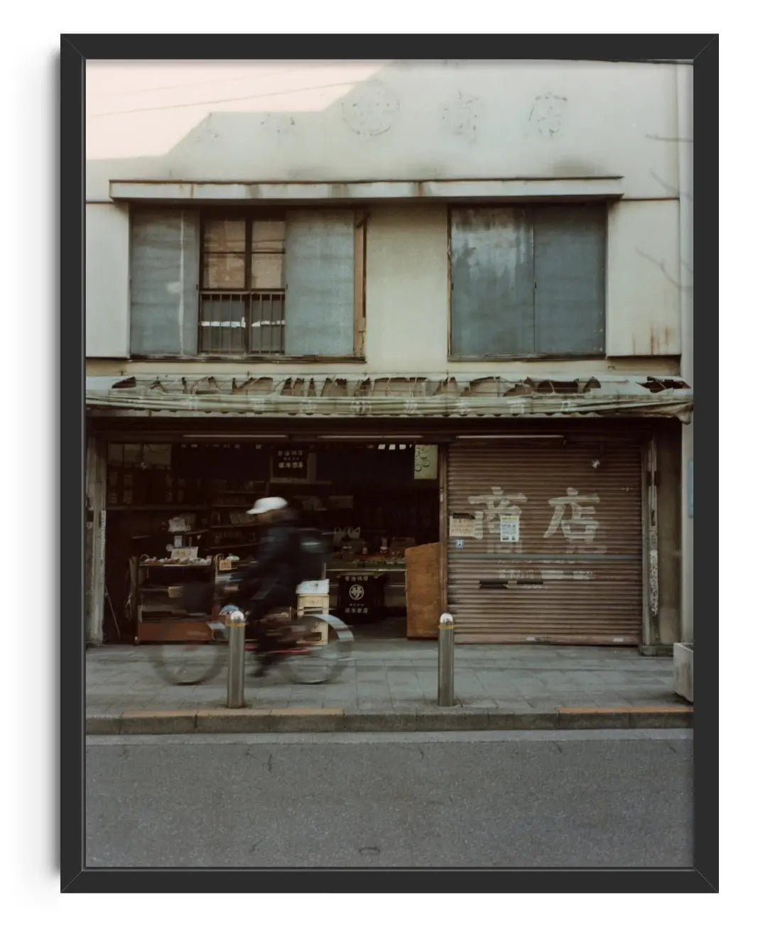Sidewalk cyclist contemporary wall art print by Ransom - sold by DROOL