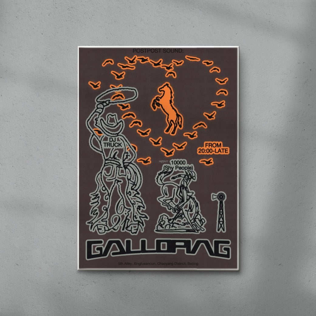 Galloping contemporary wall art print by MENSLIES - sold by DROOL