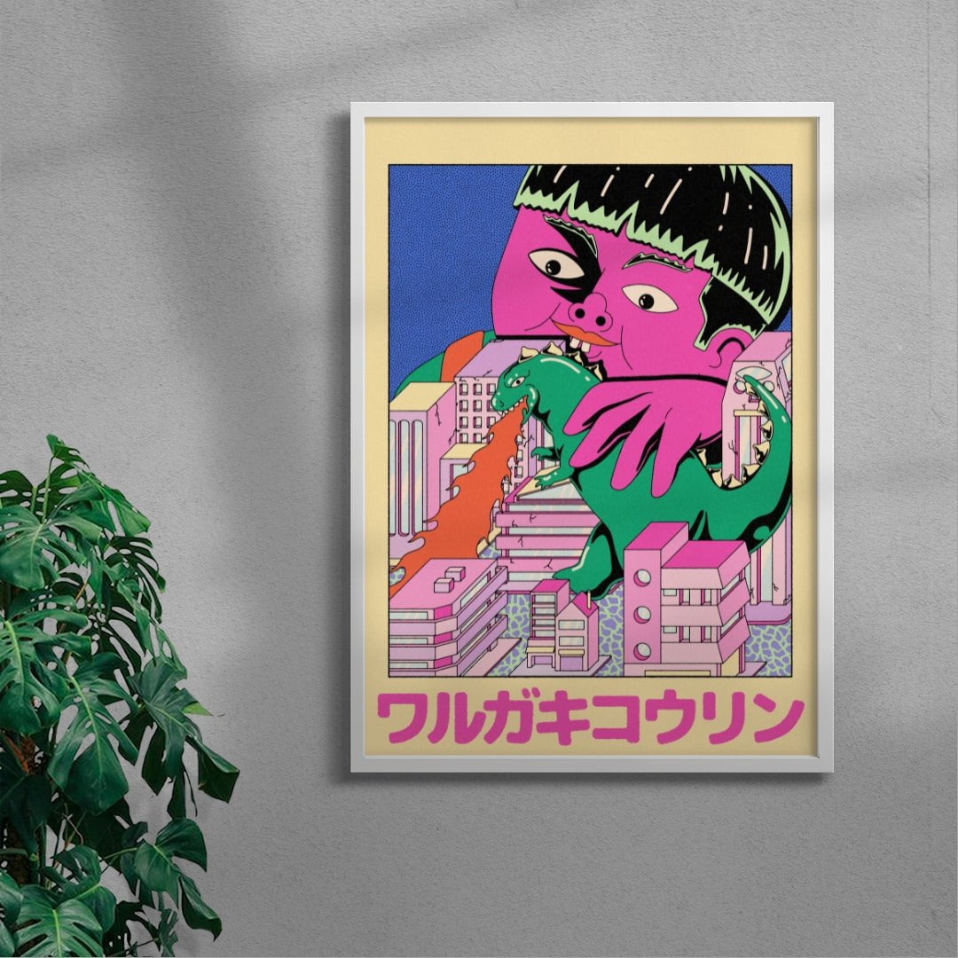 Kid Kaiju contemporary wall art print by Azaazelus - sold by DROOL