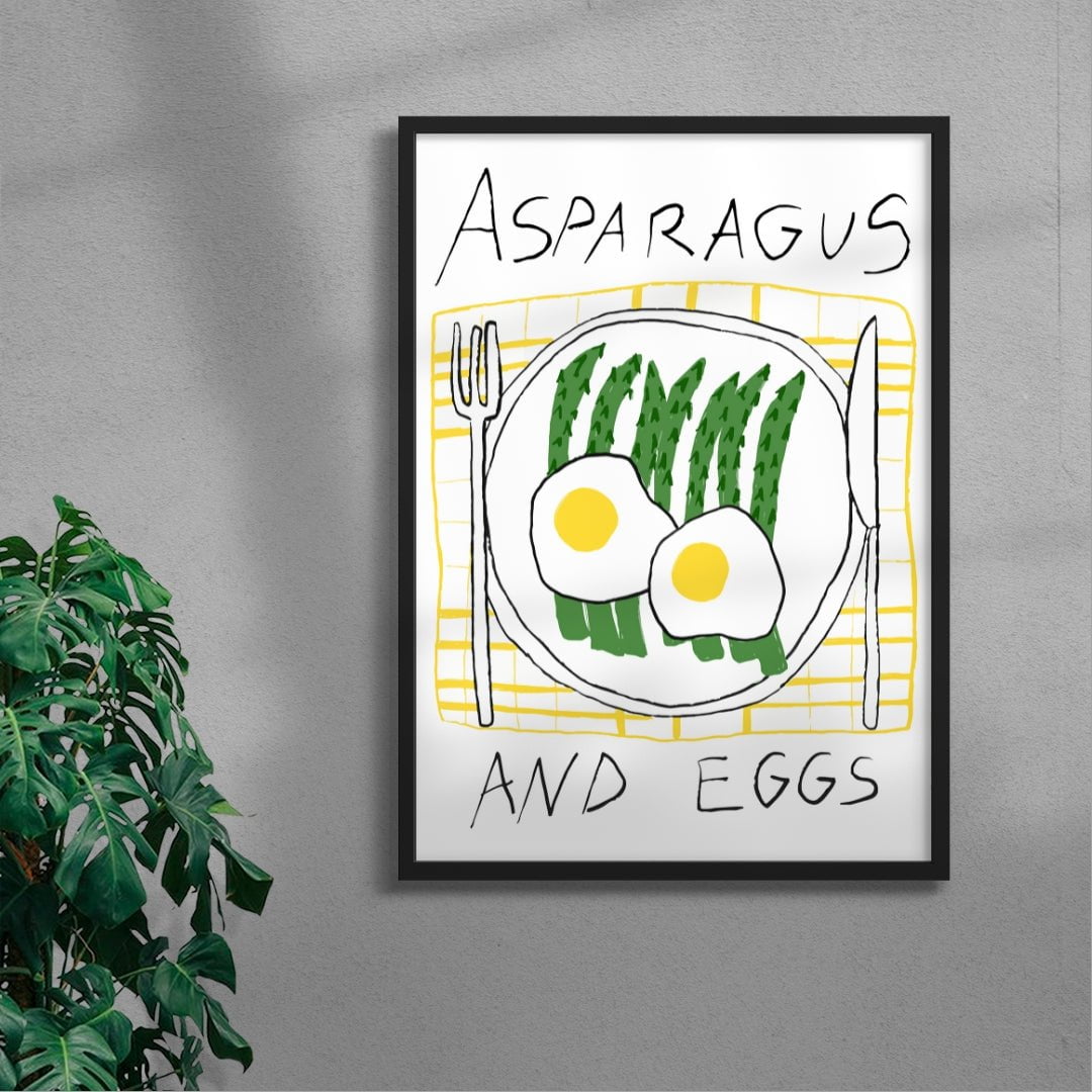 Asparagus & Eggs contemporary wall art print by DROOL Collective - sold by DROOL