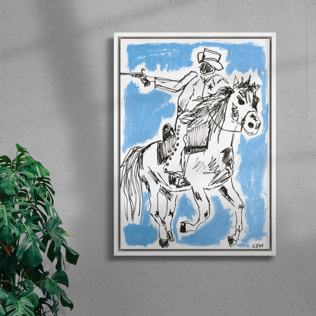 Cowboy Chase contemporary wall art print by Caitlin Flood-Molyneux - sold by DROOL