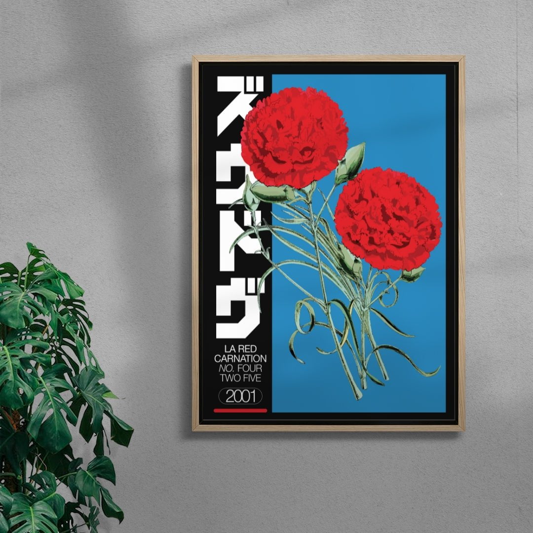 LA RED CARNATION contemporary wall art print by George Kempster - sold by DROOL