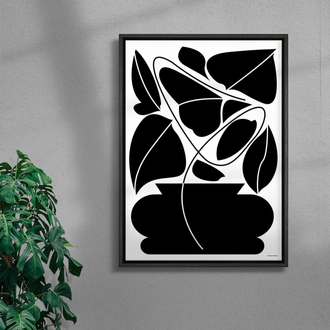 Potted plant contemporary wall art print by Konrad Grafik - sold by DROOL