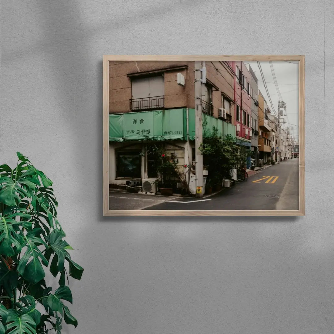 Green corner contemporary wall art print by Jacky Jiang - sold by DROOL