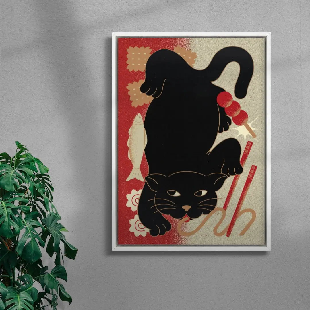 Greedy Meow contemporary wall art print by Erica Lee - sold by DROOL