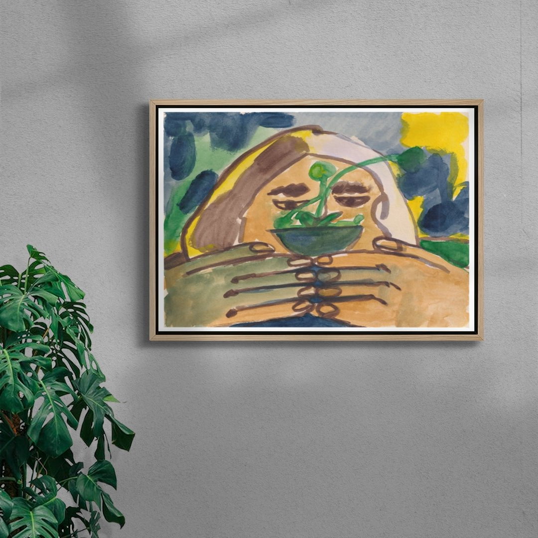 Sprout Watching contemporary wall art print by Lauren Doughty - sold by DROOL
