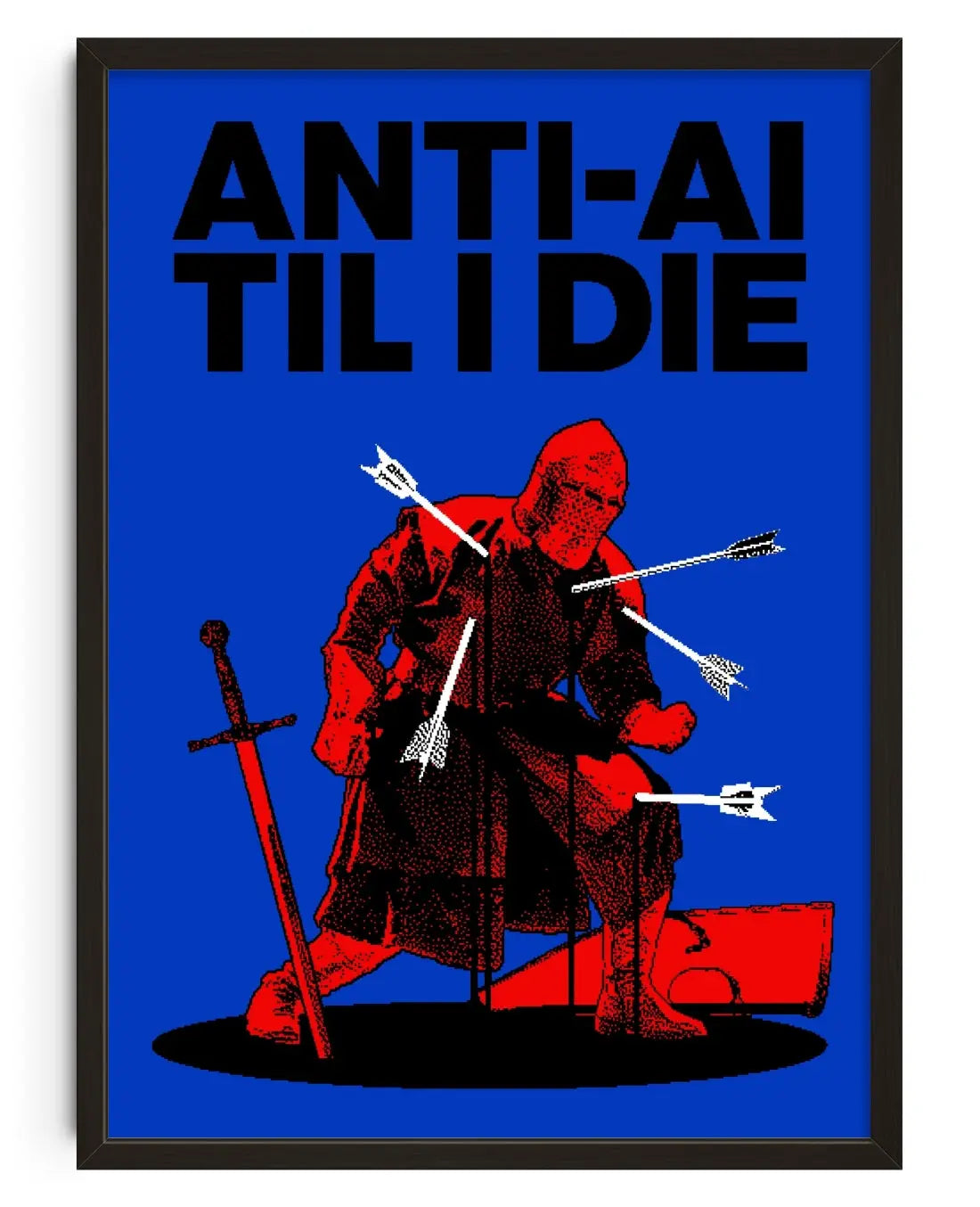 Anti-AI Til I Die contemporary art print by christos.jpeg - sold by DROOL