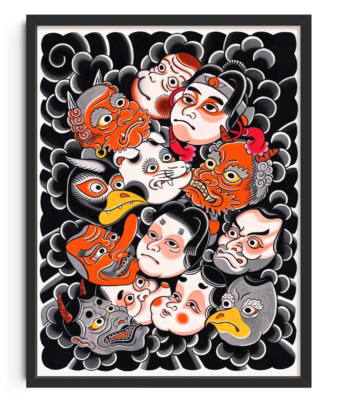 Masks contemporary art print by Lorenzo Rossi - sold by DROOL