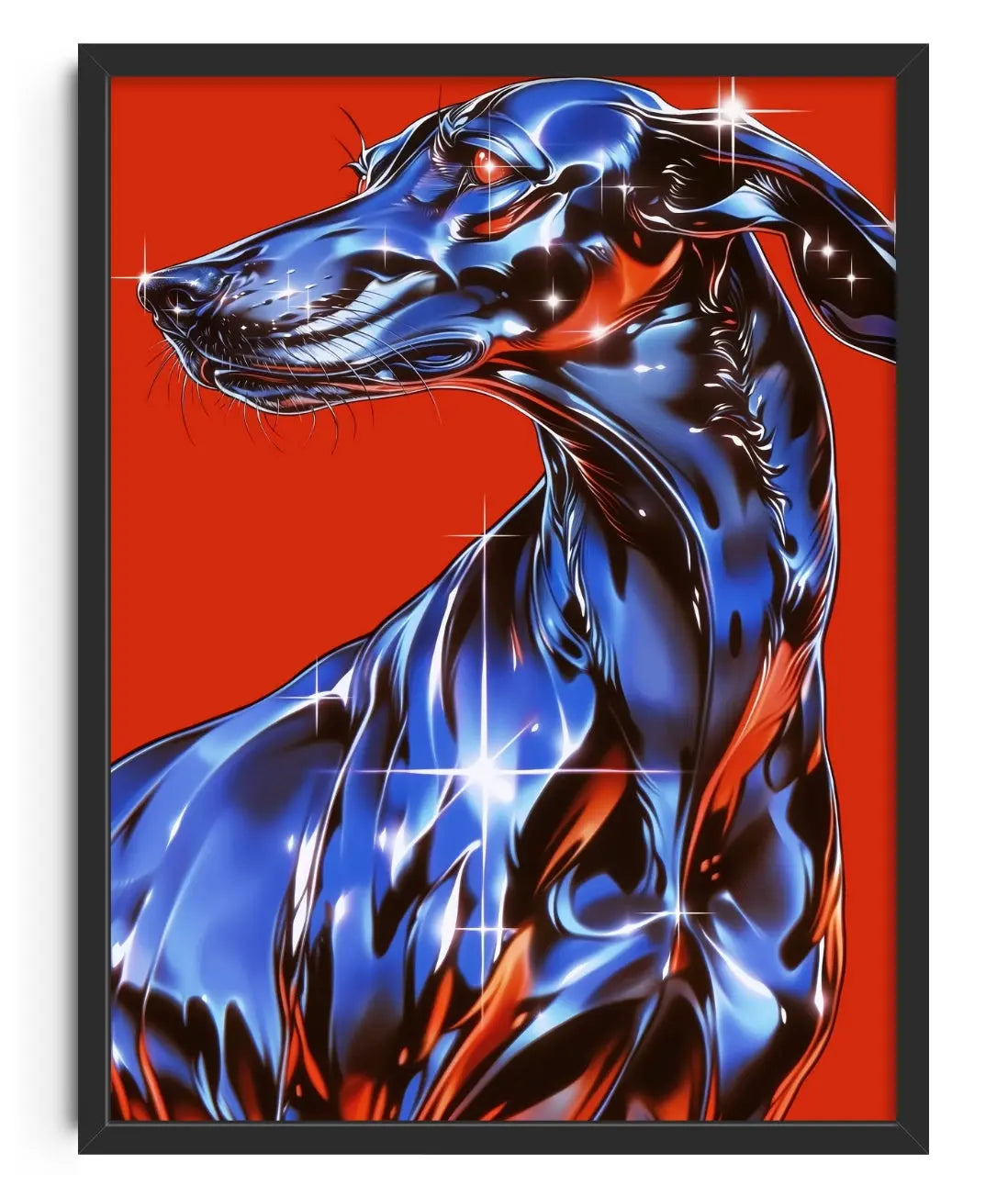 Chrome Greyhound contemporary art print by Alexander Parnassus - sold by DROOL