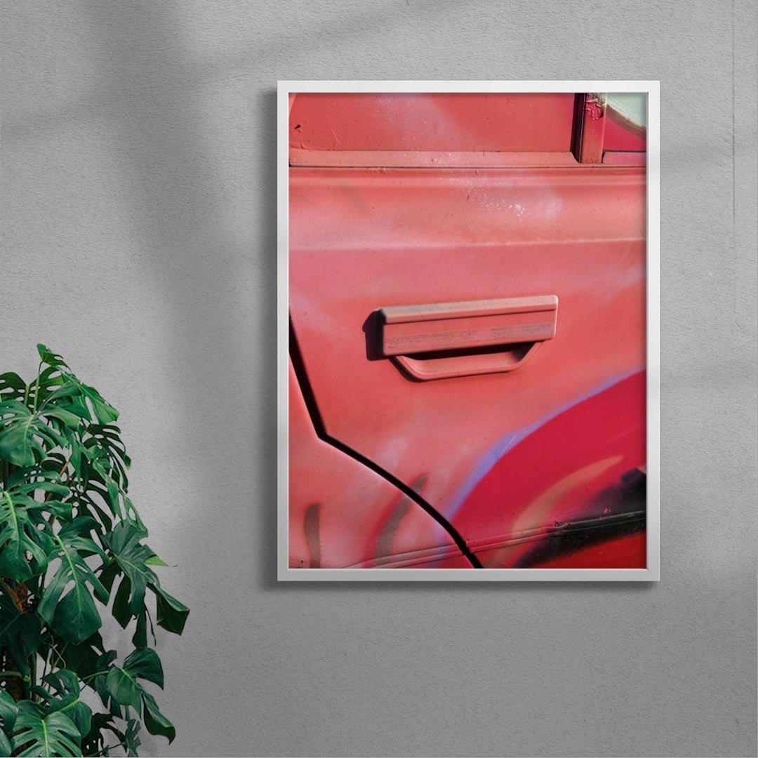 Pink Car contemporary wall art print by Burak Boylu - sold by DROOL