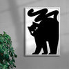 Black cat contemporary wall art print by Konrad Grafik - sold by DROOL