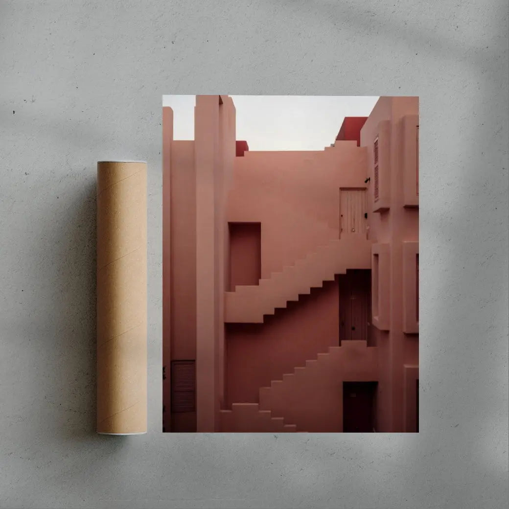 Pink Staircase contemporary wall art print by Igor Zacharov - sold by DROOL