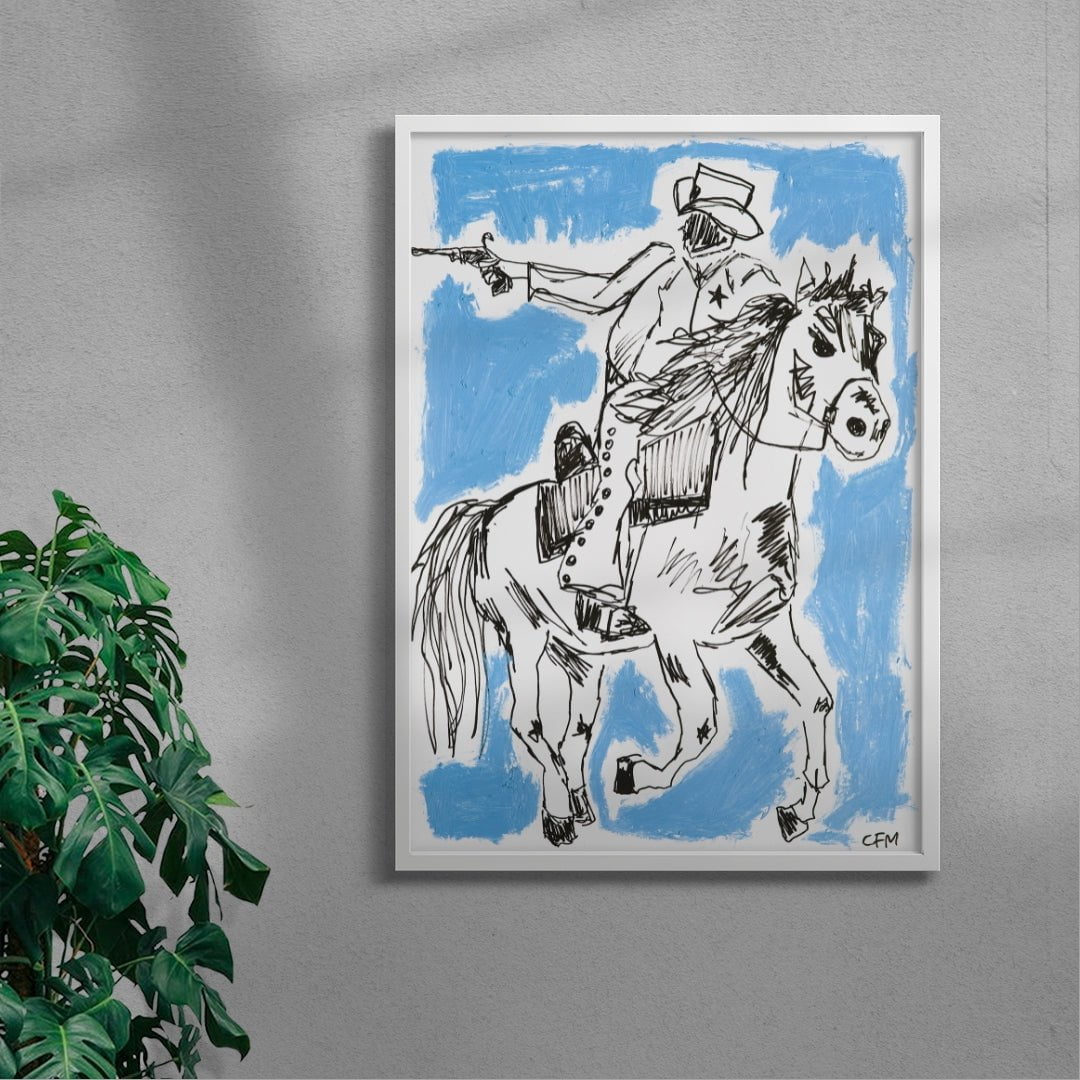 Cowboy Chase contemporary wall art print by Caitlin Flood-Molyneux - sold by DROOL