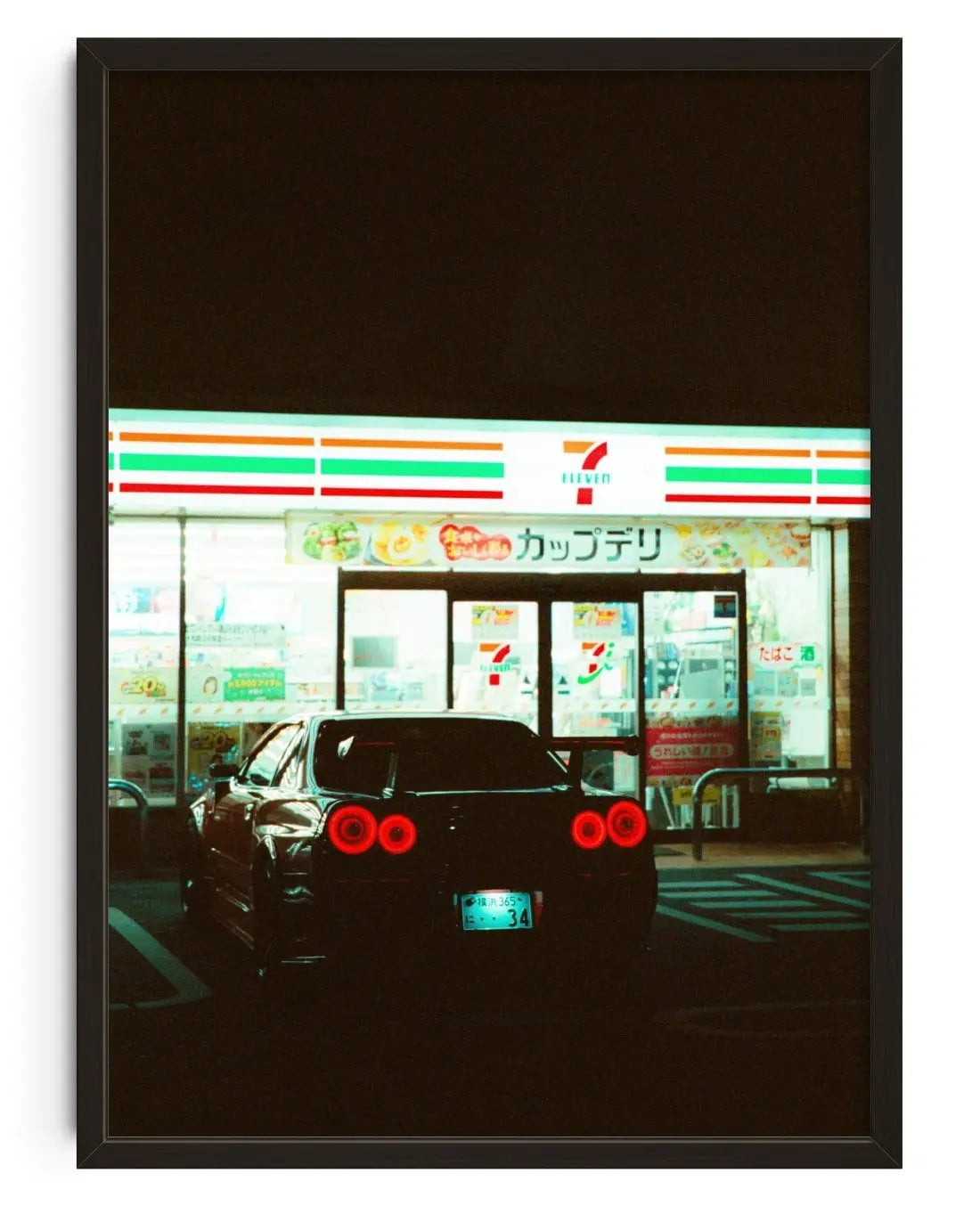 Nissan R34 GTR x 7eleven contemporary wall art print by Chazzydawg - sold by DROOL