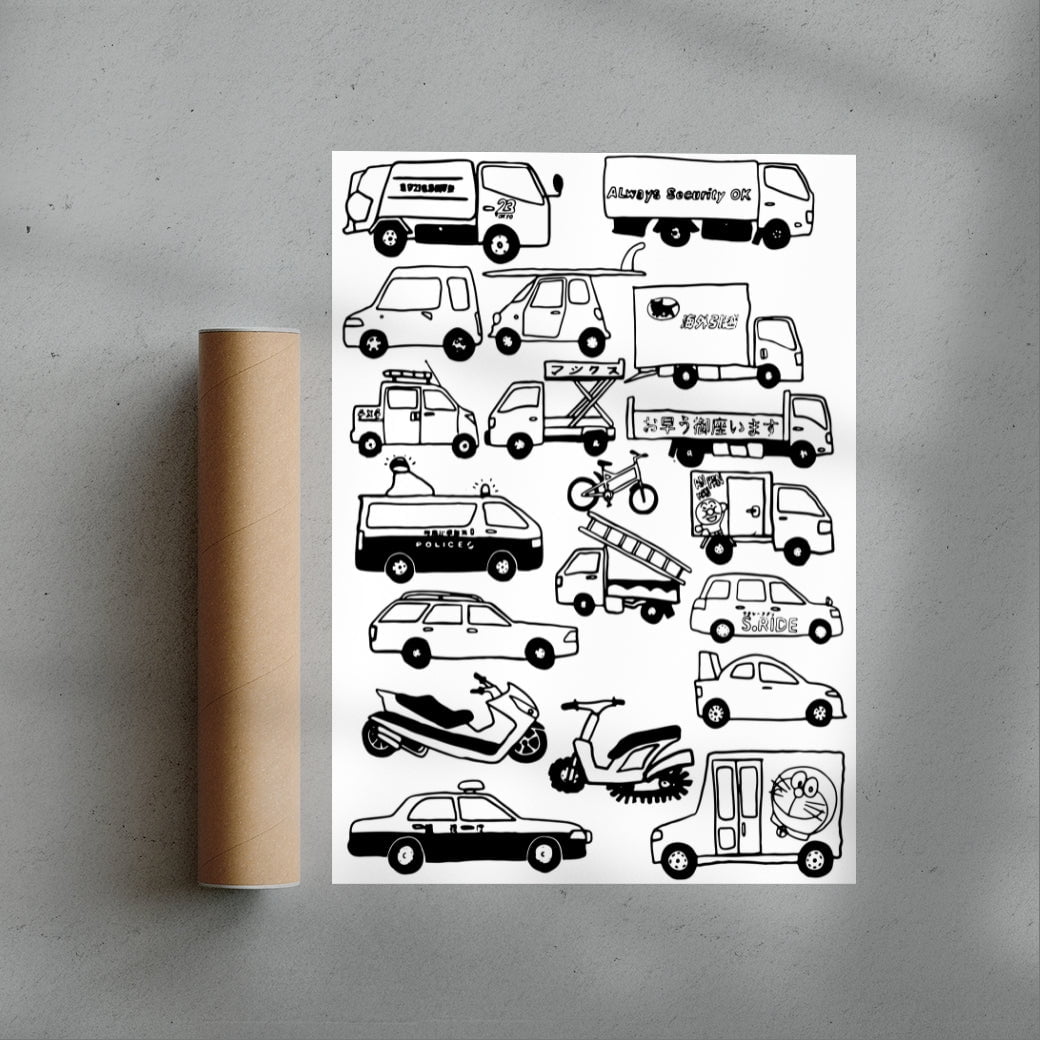 JAPANESE CARS contemporary wall art print by Max Blackmore - sold by DROOL