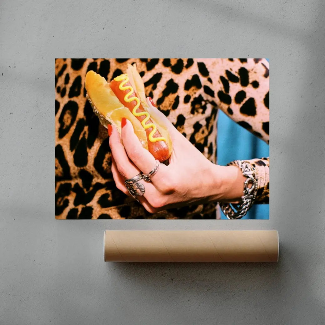 Bitten Hot Dog contemporary wall art print by Tyler Bowditch - sold by DROOL
