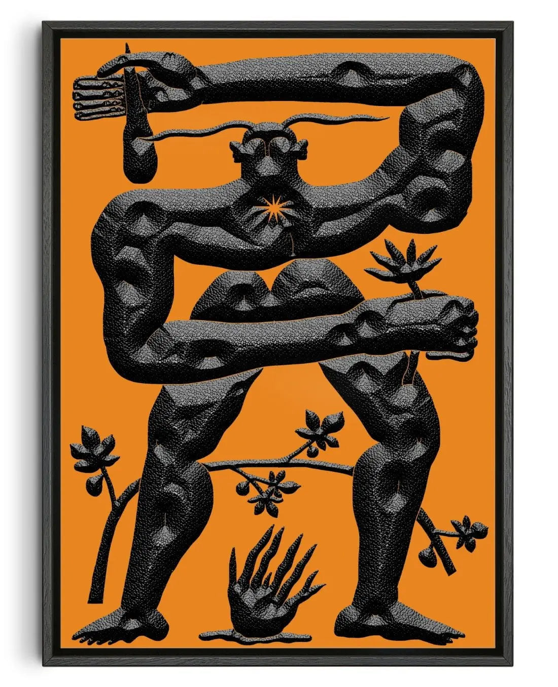 Faune and Fire contemporary canvas art print by Célestin Krier - sold by DROOL