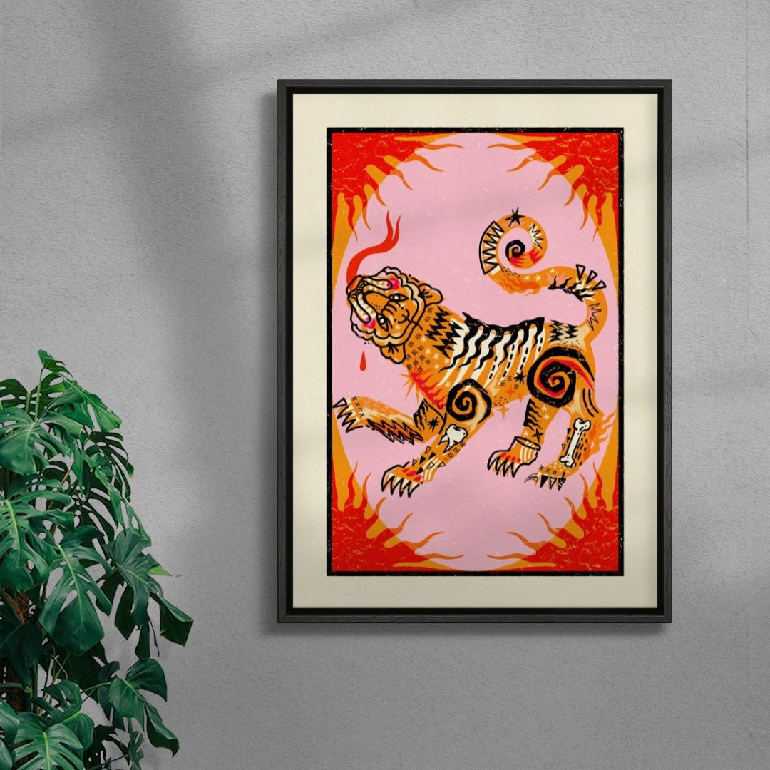 Tigress contemporary wall art print by Kwonny - sold by DROOL
