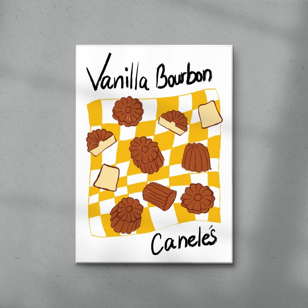 Vanilla Bourbon Caneles contemporary wall art print by DROOL Collective - sold by DROOL