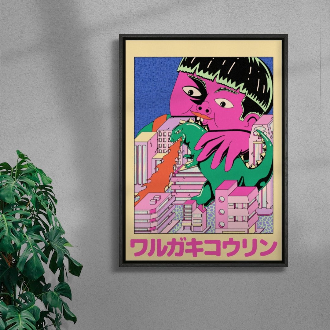 Kid Kaiju contemporary wall art print by Azaazelus - sold by DROOL