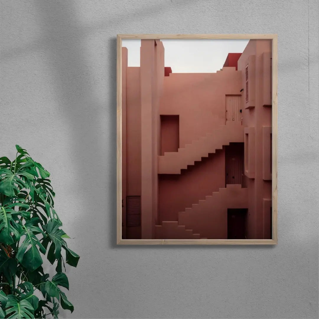 Pink Staircase contemporary wall art print by Igor Zacharov - sold by DROOL