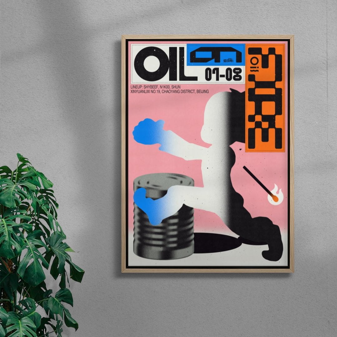Oil On Fire contemporary wall art print by MENSLIES - sold by DROOL