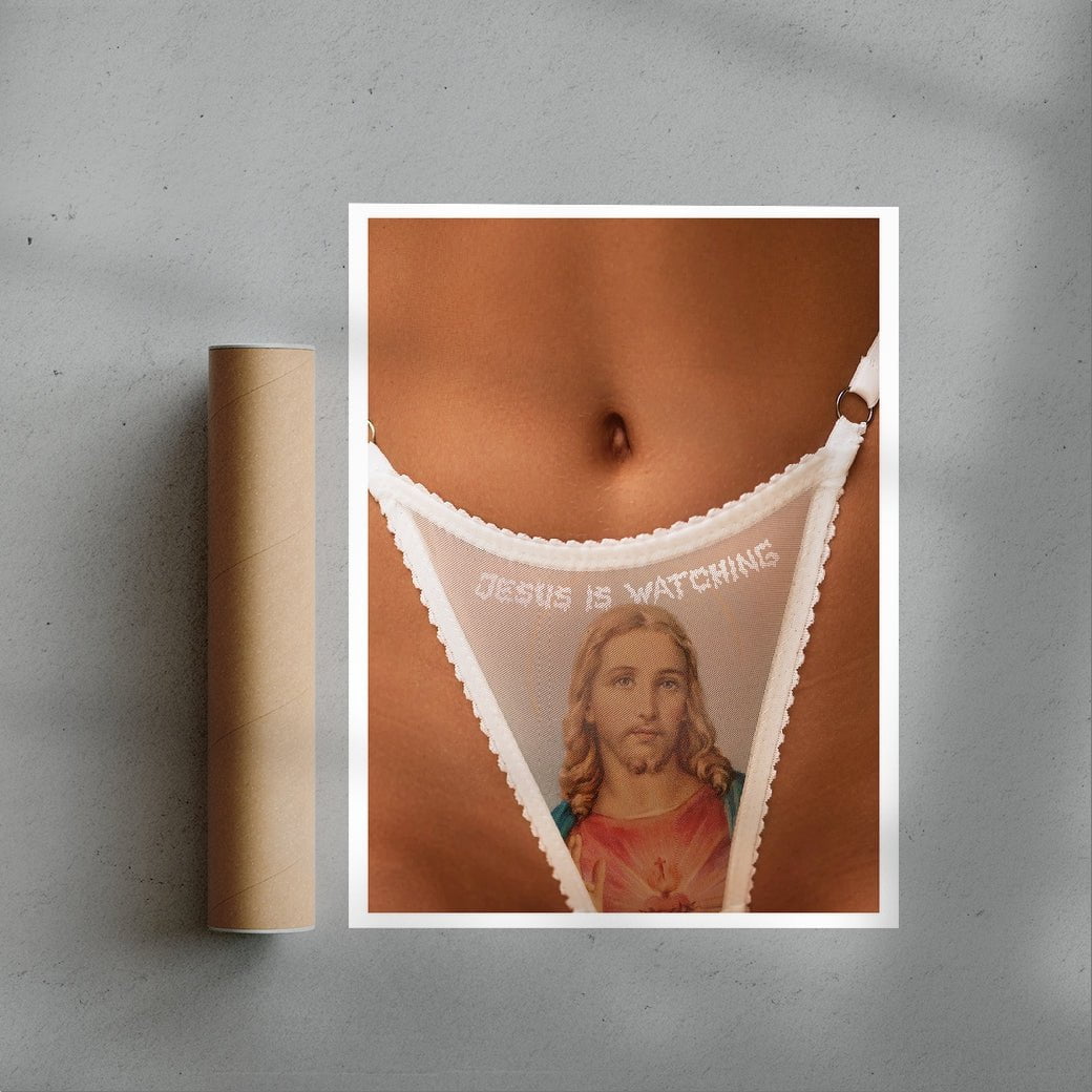 Jesus is Watching contemporary wall art print by Slimesunday - sold by DROOL