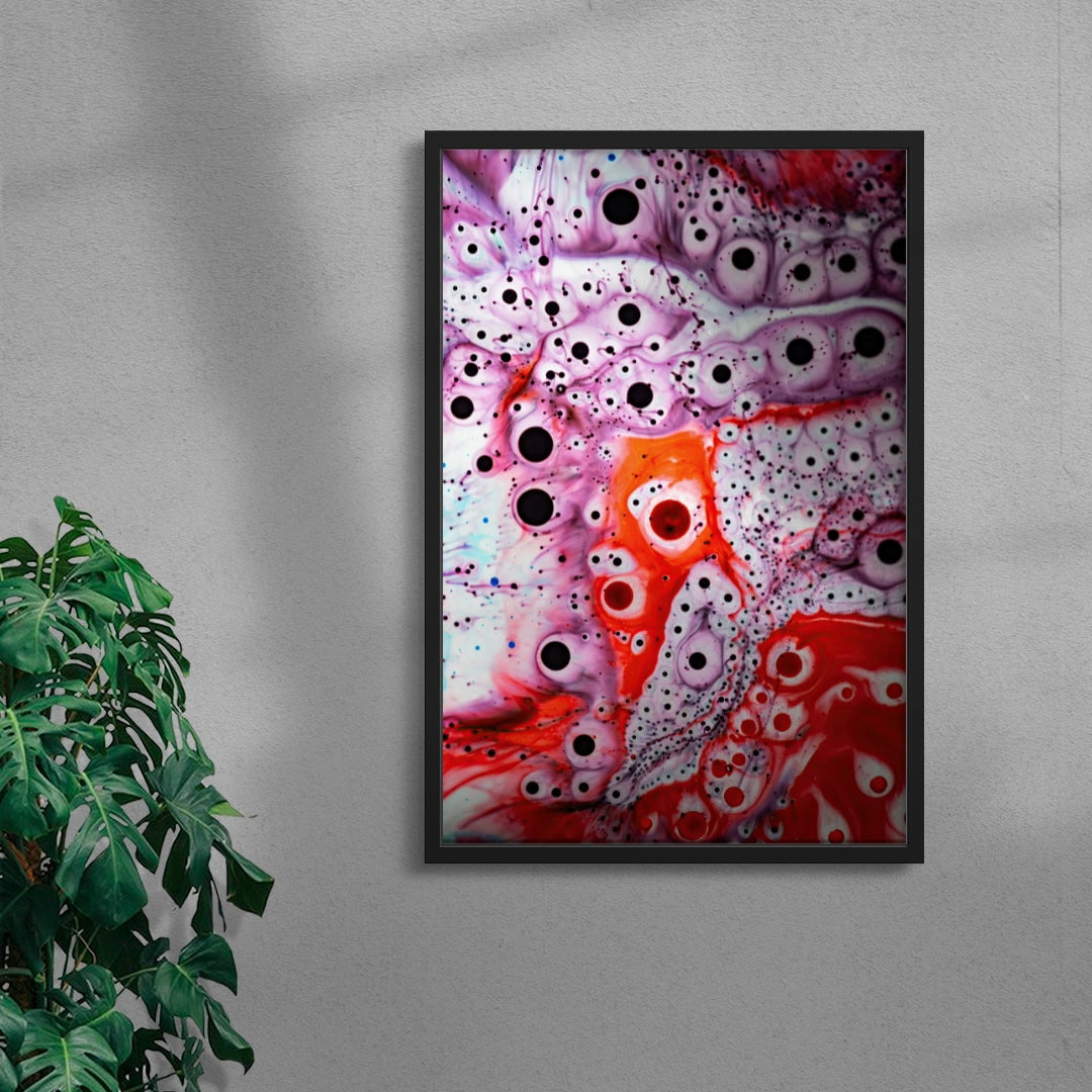 Crimson Cells contemporary wall art print by Jasmin Javon - sold by DROOL