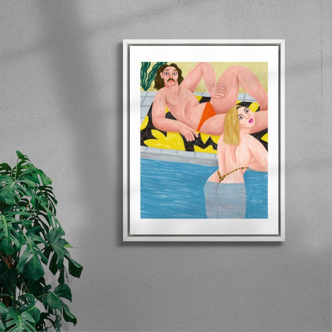 Au bassin contemporary wall art print by Cépé - sold by DROOL