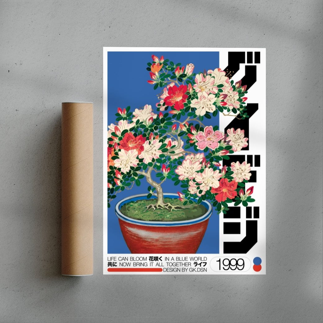 Japanese Bloom contemporary wall art print by George Kempster - sold by DROOL