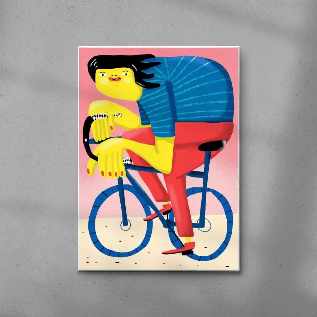 Happy Cycling contemporary wall art print by Nina Bachmann - sold by DROOL