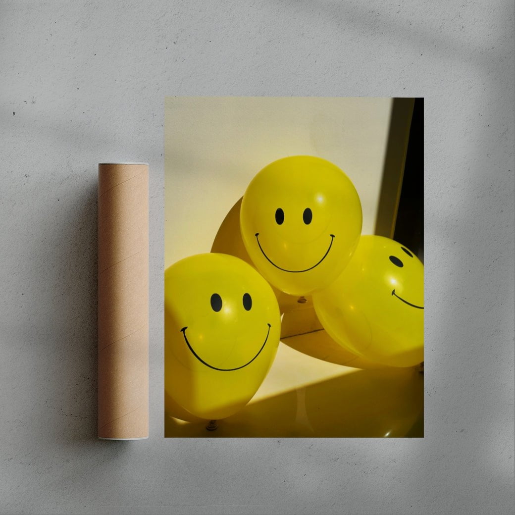 Smiley x3 contemporary wall art print by Burak Boylu - sold by DROOL