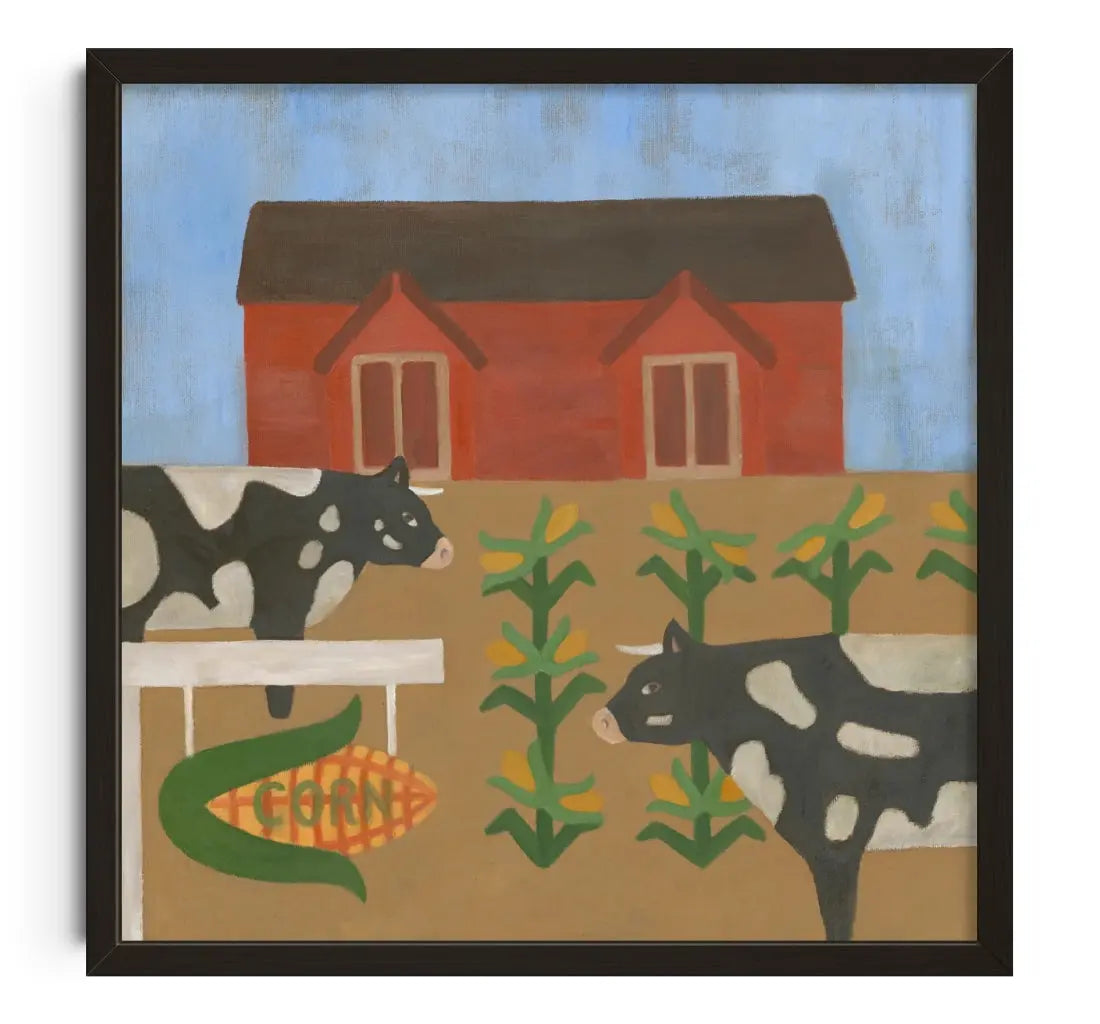 The cows that got the corn contemporary art print by Tish von Broen - sold by DROOL