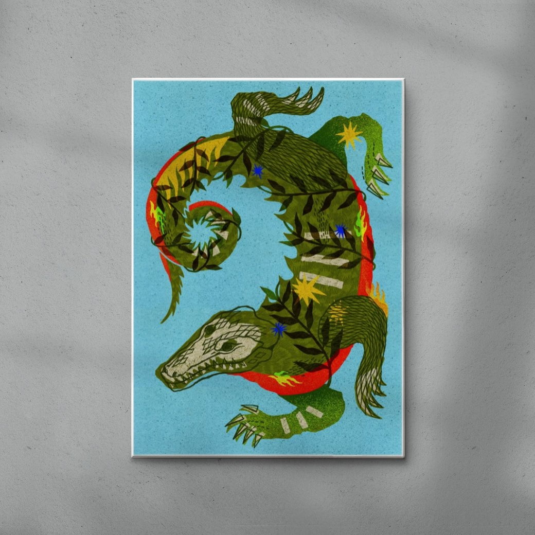 Alligator Guardian contemporary wall art print by Kwonny - sold by DROOL