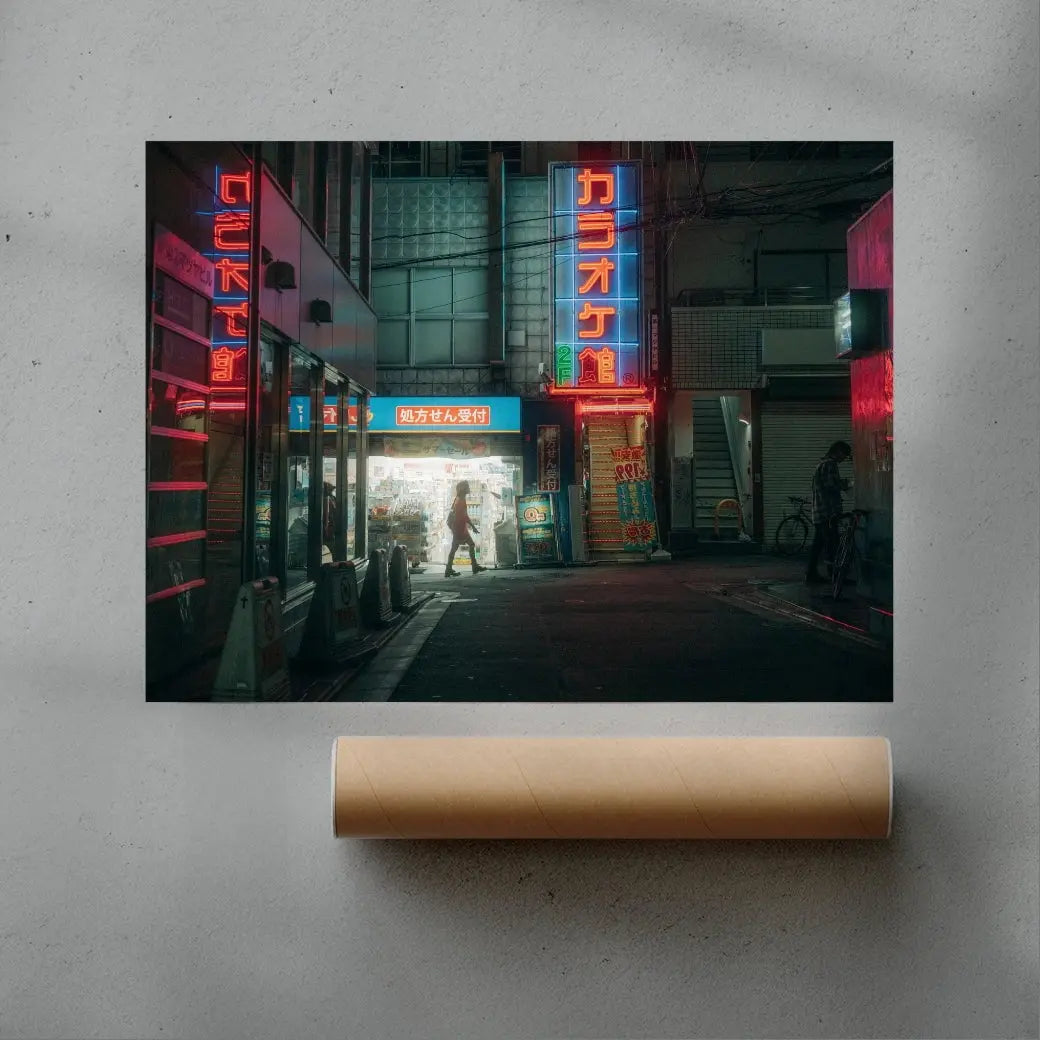 Neon Japanese Alleyway contemporary wall art print by Vincent Versluis - sold by DROOL