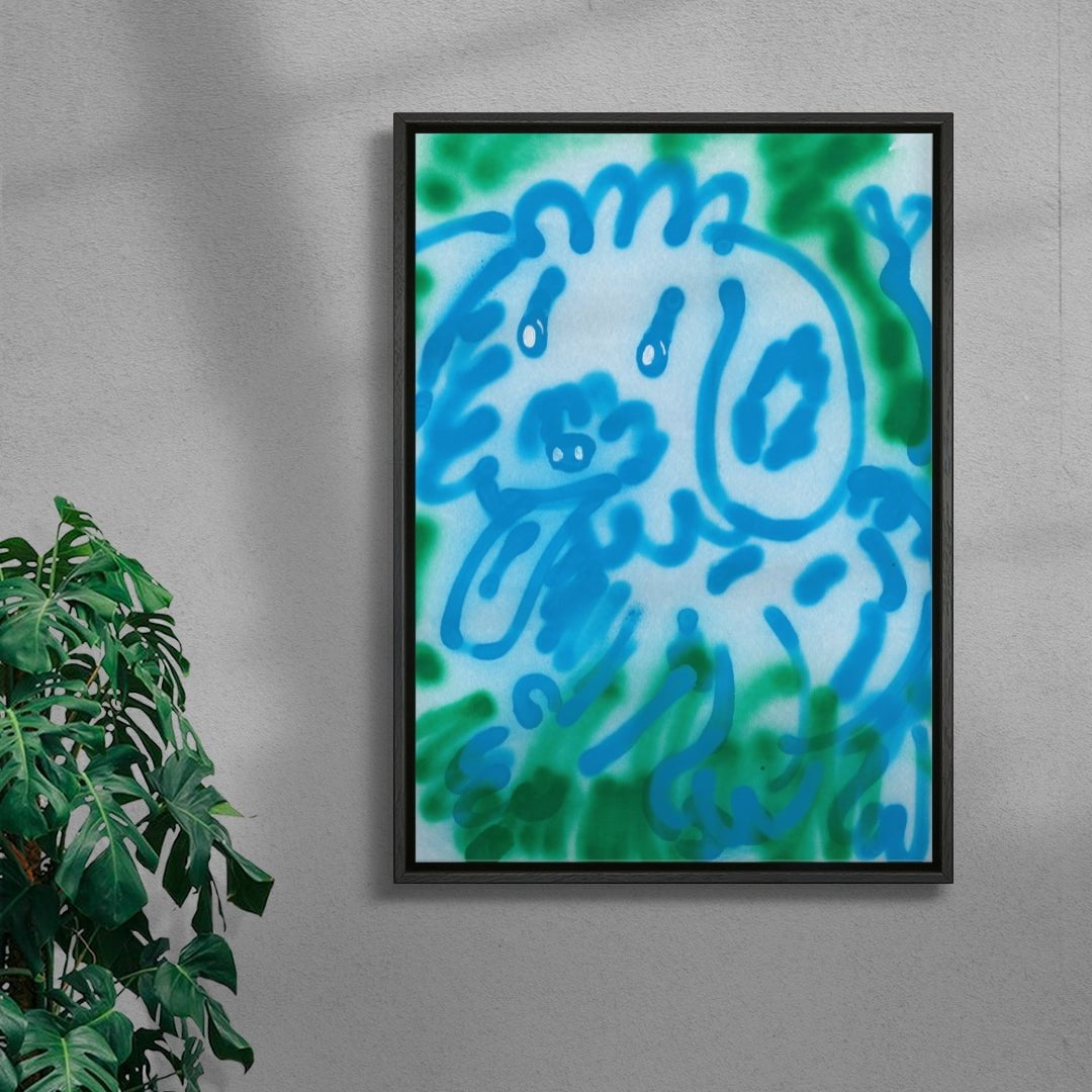 Hot dog contemporary canvas art print by Miguel Vides - sold by DROOL