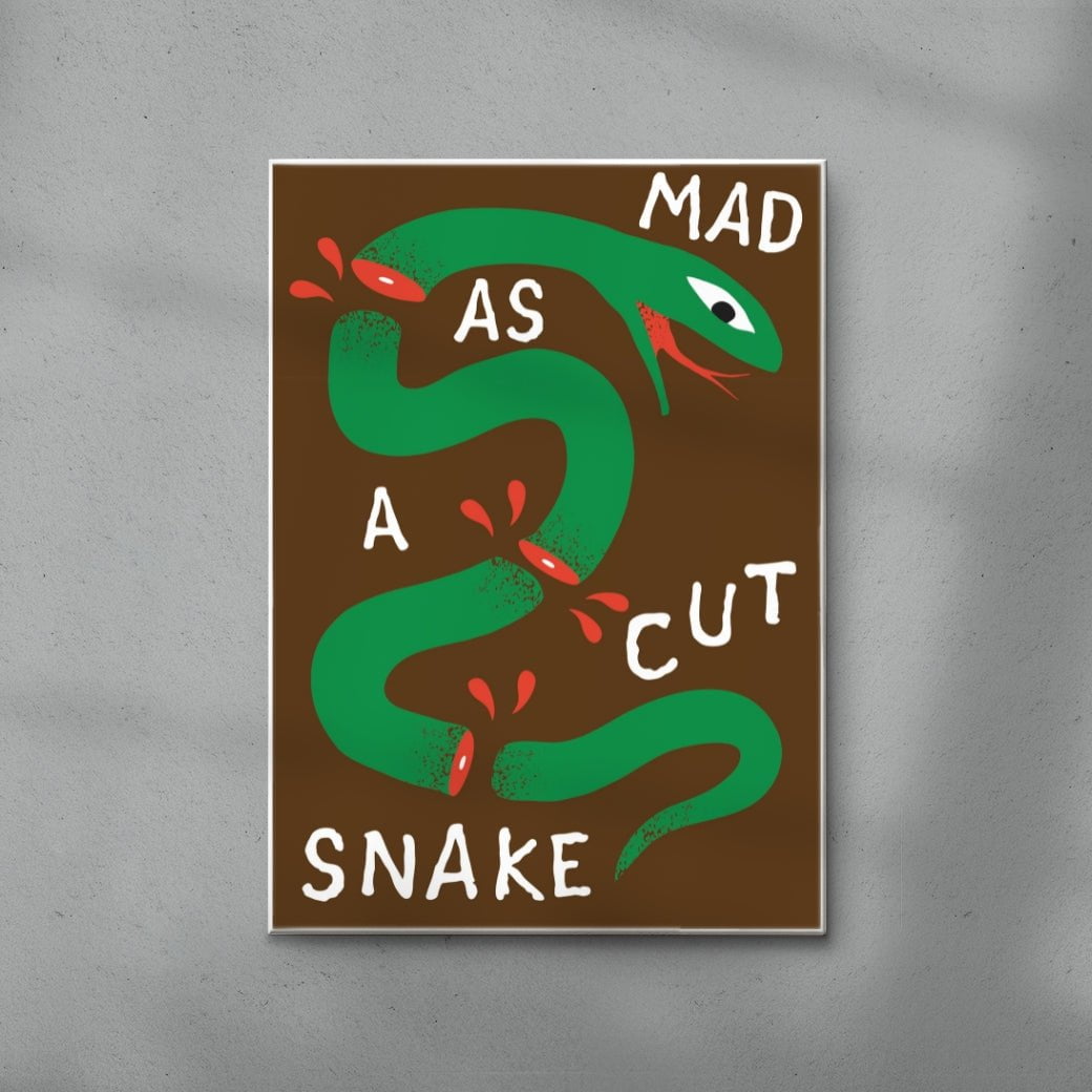 MAD AS A CUT SNAKE contemporary wall art print by Max Blackmore - sold by DROOL
