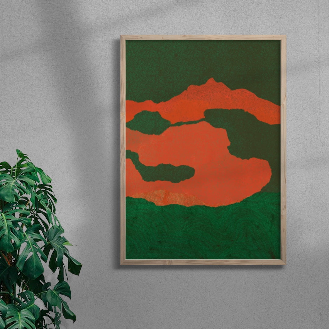 Emerald Midnight (triptych 1) contemporary wall art print by Lily Kong - sold by DROOL