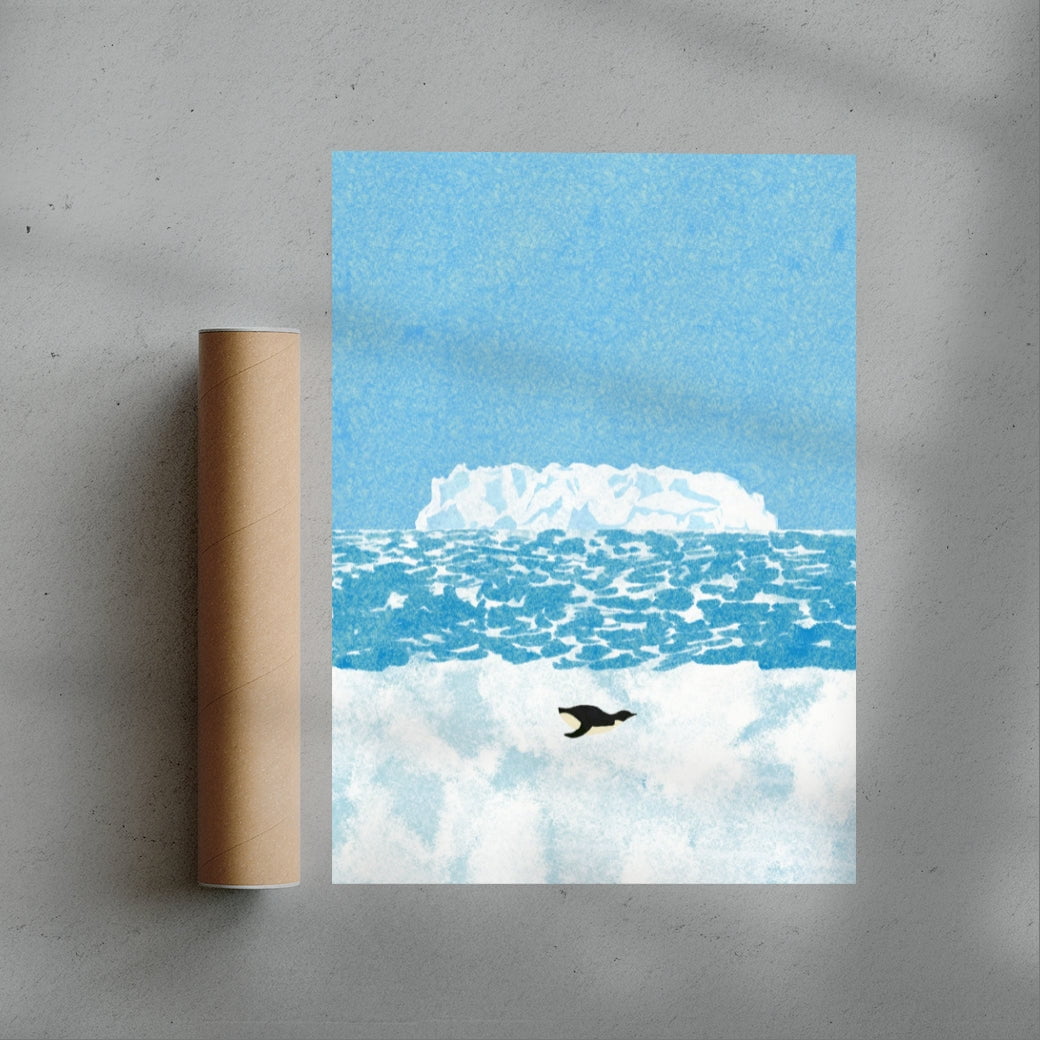 A penguin contemporary wall art print by Lily Kong - sold by DROOL