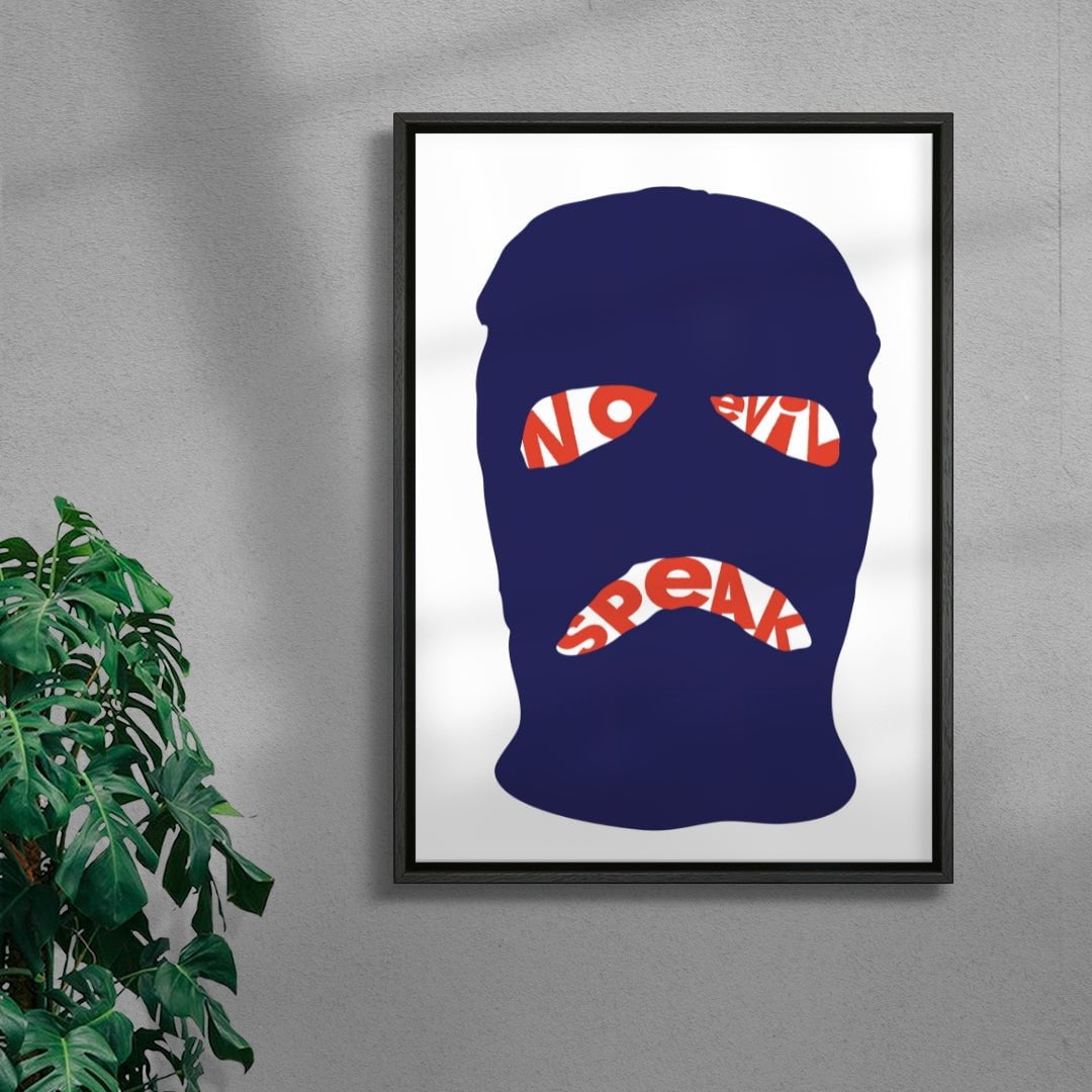 Speak no evil contemporary wall art print by Max Blackmore - sold by DROOL