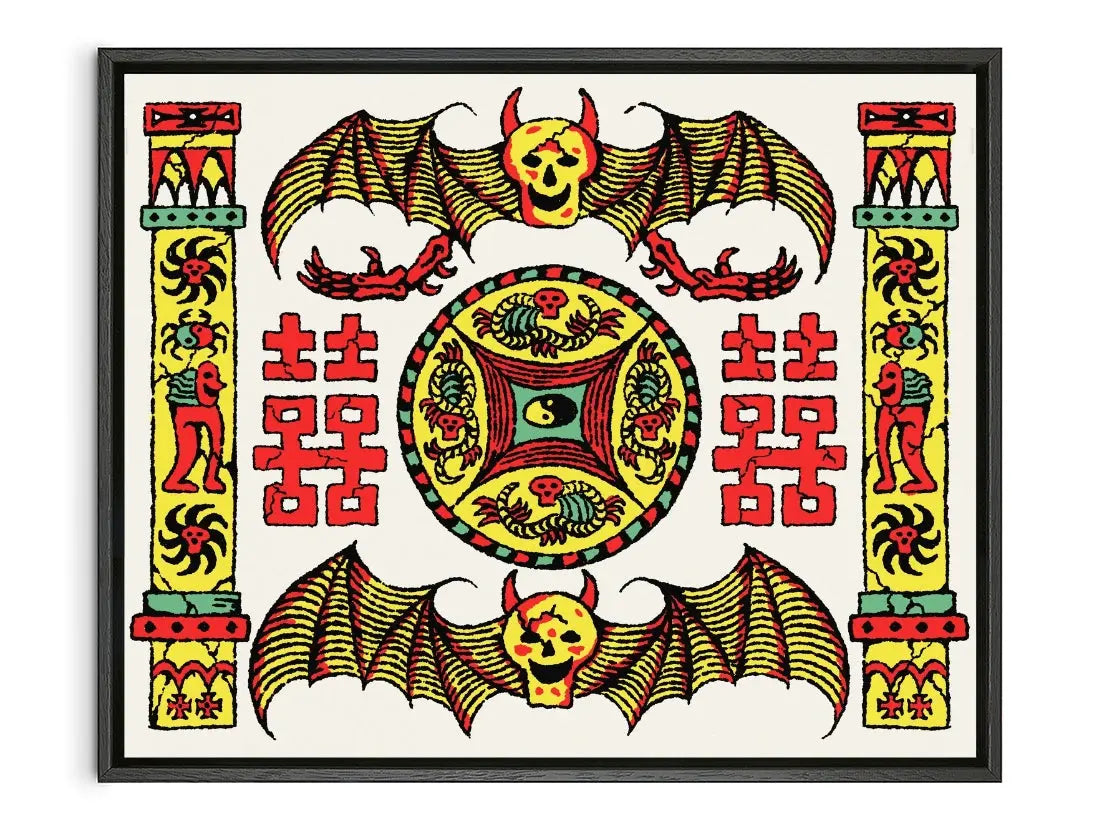 囍蝠 Double Happiness Bat contemporary canvas print by Lanceleee - sold by DROOL
