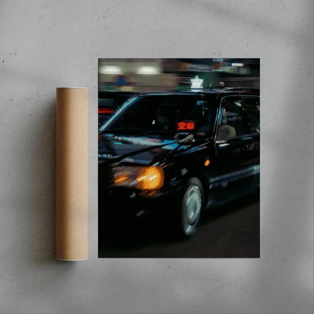 Japanese taxi contemporary wall art print by Jacky Jiang - sold by DROOL