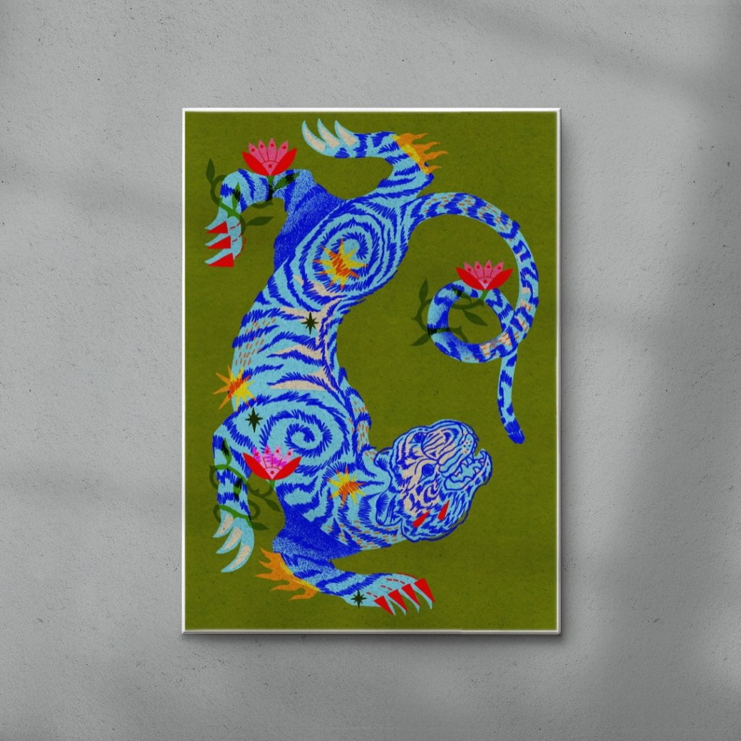 Tiger Guardian contemporary wall art print by Kwonny - sold by DROOL