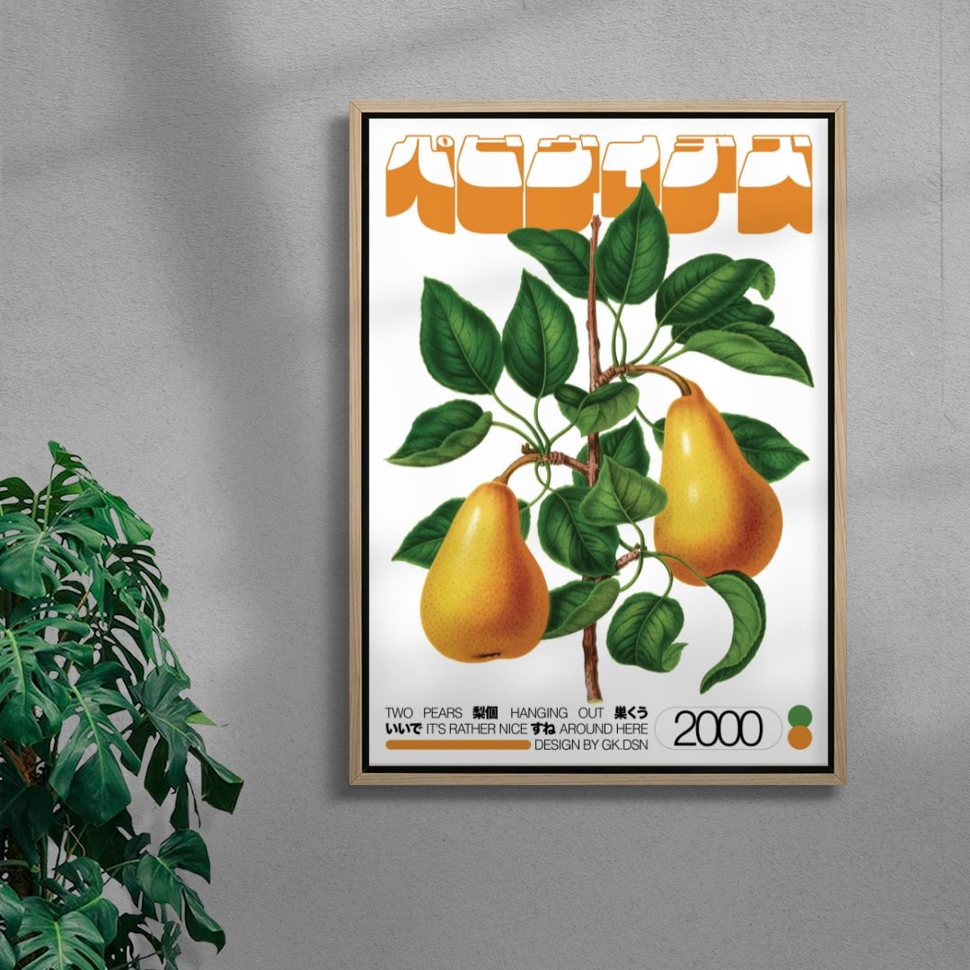 Two Pears contemporary wall art print by George Kempster - sold by DROOL