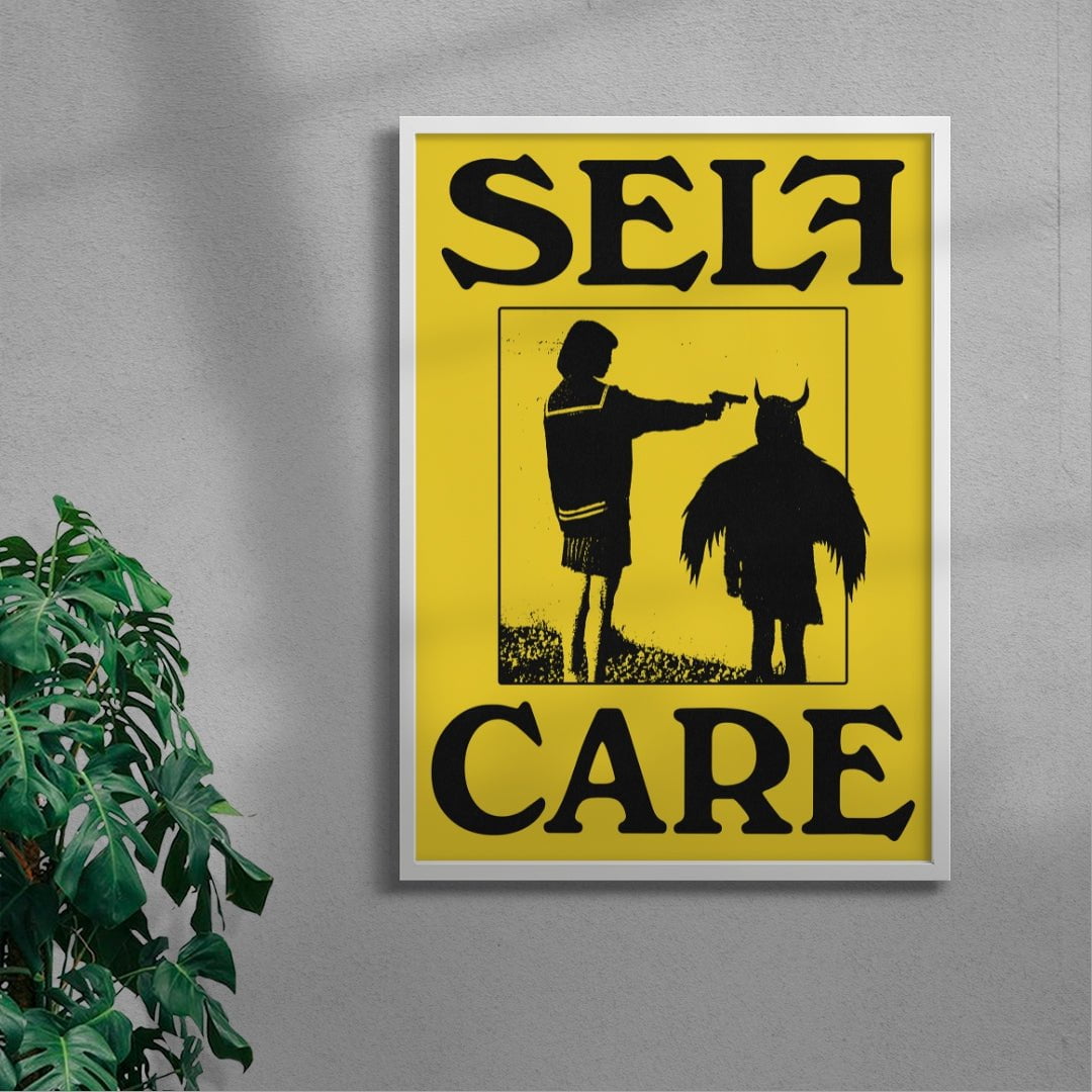 Self Care (Yellow) contemporary wall art print by Utsav Verma - sold by DROOL