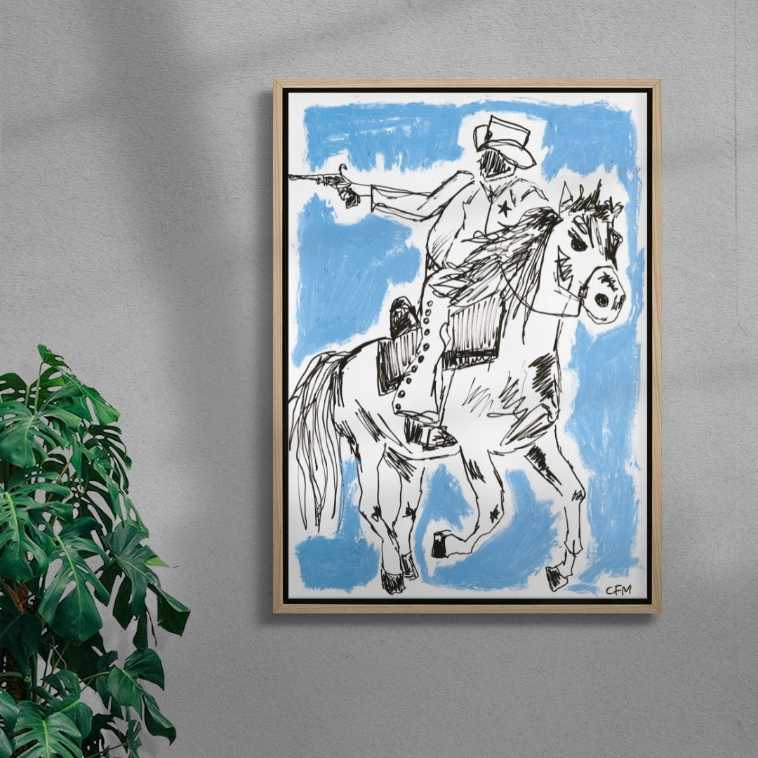 Cowboy Chase contemporary wall art print by Caitlin Flood-Molyneux - sold by DROOL