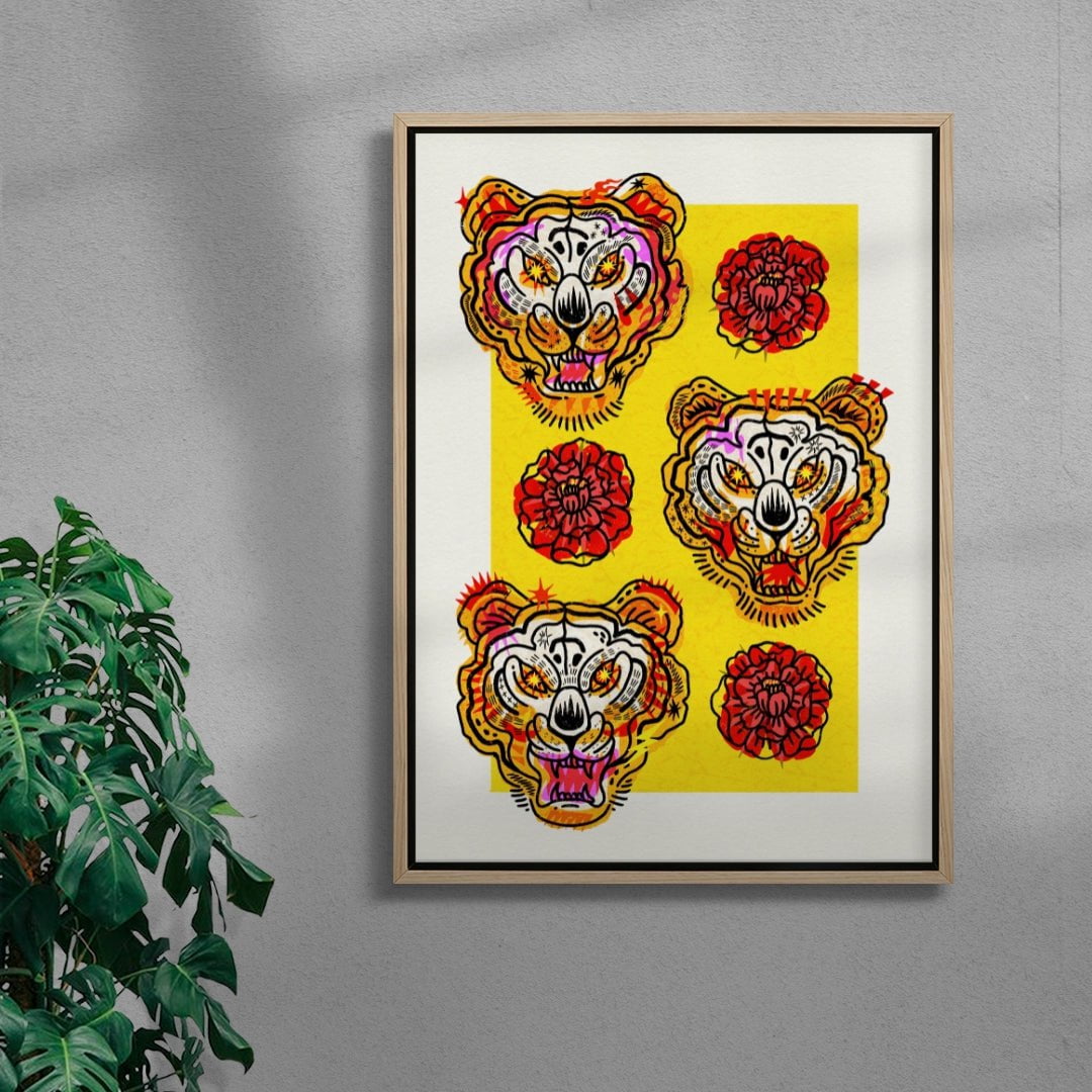 Electric Tigers contemporary wall art print by Kwonny - sold by DROOL